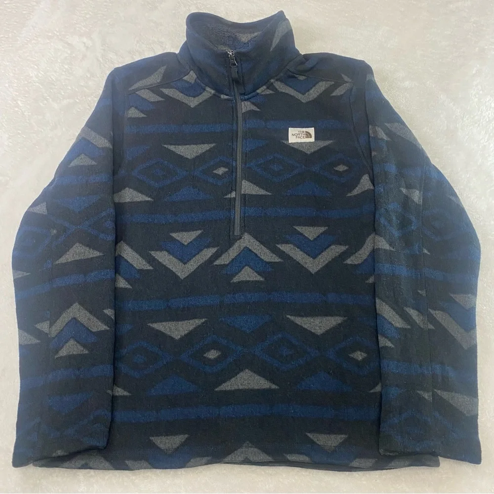 The North Face Jacket Mens M Black 1/4 Zip Aztec Novelty Gordon Lyons Fleece - Picture 1 of 10